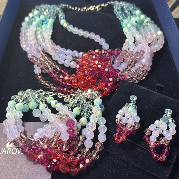 Swarovski Jewelry - Rare Authentic Swarovski Elegant Multicolor Beaded Necklace and Earring Set.